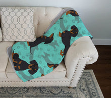 Load image into Gallery viewer, Black and Tan Dachshund Quilted Blanket 50x60