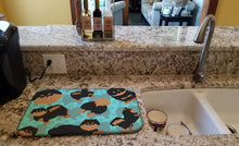 Load image into Gallery viewer, Black and Tan Pomeranian Dish Drying Mat – Absorbent, Artistic Kitchen Essentials