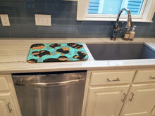 Load image into Gallery viewer, Black and Tan Pomeranian Dish Drying Mat – Absorbent, Artistic Kitchen Essentials