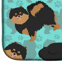 Load image into Gallery viewer, Black and Tan Pomeranian Dish Drying Mat – Absorbent, Artistic Kitchen Essentials