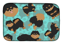 Load image into Gallery viewer, Black and Tan Pomeranian Dish Drying Mat – Absorbent, Artistic Kitchen Essentials