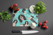 Load image into Gallery viewer, Black and White English Springer Spaniel Glass Cutting Boards – Durable, Decorative Kitchen Art Large