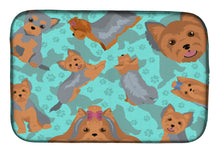 Load image into Gallery viewer, Blue and Tan Yorkie Dish Drying Mat – Absorbent, Artistic Kitchen Essentials