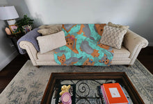 Load image into Gallery viewer, Blue and Tan Yorkie Quilted Blanket 50x60