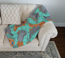 Load image into Gallery viewer, Blue and Tan Yorkie Quilted Blanket 50x60