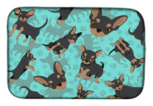 Load image into Gallery viewer, Black and Tan Chihuahua Dish Drying Mat – Absorbent, Artistic Kitchen Essentials