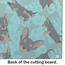 Load image into Gallery viewer, Black and Tan Chihuahua Glass Cutting Boards – Durable, Decorative Kitchen Art Large