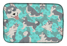 Load image into Gallery viewer, Grey Siberian Husky Dish Drying Mat – Absorbent, Artistic Kitchen Essentials