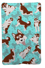 Load image into Gallery viewer, Red Siberian Husky Soft Travel Blanket with Bag
