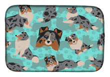 Load image into Gallery viewer, Blue Merle Sheltie Dish Drying Mat – Absorbent, Artistic Kitchen Essentials