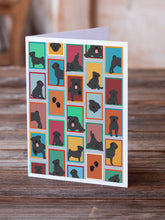 Load image into Gallery viewer, Lots of Black Pug Greeting Cards -  Blank Note Cards – 8-Pack of Artist-Designed Cards with Envelopes