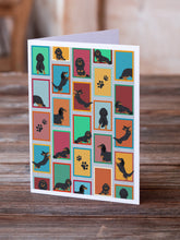 Load image into Gallery viewer, Lots of Longhaired Black Tan Dachshund Greeting Cards -  Blank Note Cards – 8-Pack of Artist-Designed Cards with Envelopes