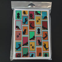 Load image into Gallery viewer, Lots of Longhaired Black Tan Dachshund Greeting Cards -  Blank Note Cards – 8-Pack of Artist-Designed Cards with Envelopes