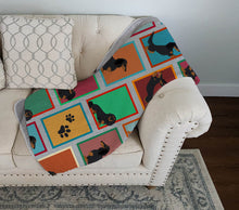 Load image into Gallery viewer, Lots of Longhaired Black Tan Dachshund Quilted Blanket 50x60