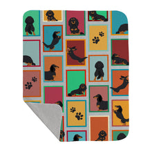Load image into Gallery viewer, Lots of Longhaired Black Tan Dachshund Quilted Blanket 50x60