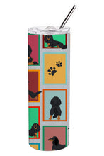 Load image into Gallery viewer, Lots of Longhaired Black Tan Dachshund Stainless Steel 20 oz Skinny Tumbler