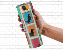 Load image into Gallery viewer, Lots of Longhaired Black Tan Dachshund Stainless Steel 20 oz Skinny Tumbler