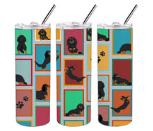 Load image into Gallery viewer, Lots of Longhaired Black Tan Dachshund Stainless Steel 20 oz Skinny Tumbler