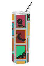 Load image into Gallery viewer, Lots of Longhaired Black Tan Dachshund Stainless Steel 20 oz Skinny Tumbler