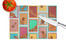 Load image into Gallery viewer, Lots of Longhaired Red Dachshund Glass Cutting Boards – Durable, Decorative Kitchen Art Large