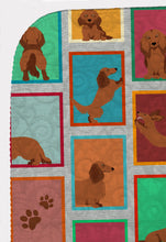 Load image into Gallery viewer, Lots of Longhaired Red Dachshund Quilted Blanket 50x60