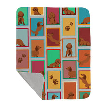 Load image into Gallery viewer, Lots of Longhaired Red Dachshund Quilted Blanket 50x60