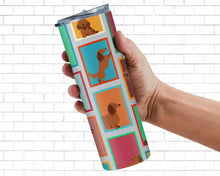 Load image into Gallery viewer, Lots of Longhaired Red Dachshund Stainless Steel 20 oz Skinny Tumbler
