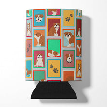 Load image into Gallery viewer, Lots of Red and White English Bulldog Can or Bottle Hugger