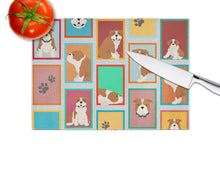 Load image into Gallery viewer, Lots of Red and White English Bulldog Glass Cutting Boards – Durable, Decorative Kitchen Art Large