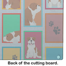 Load image into Gallery viewer, Lots of Red and White English Bulldog Glass Cutting Boards – Durable, Decorative Kitchen Art Large