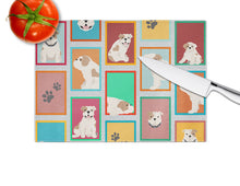 Load image into Gallery viewer, Lots of Piebald English Bulldog Glass Cutting Boards – Durable, Decorative Kitchen Art Large