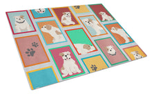 Load image into Gallery viewer, Lots of Piebald English Bulldog Glass Cutting Boards – Durable, Decorative Kitchen Art Large
