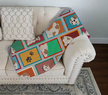Load image into Gallery viewer, Lots of Piebald English Bulldog Quilted Blanket 50x60