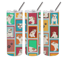 Load image into Gallery viewer, Lots of Piebald English Bulldog Stainless Steel 20 oz Skinny Tumbler