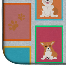 Load image into Gallery viewer, Lots of Red and White Pembroke Corgi Dish Drying Mat