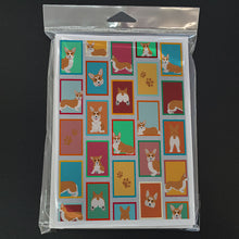 Load image into Gallery viewer, Lots of Red and White Pembroke Corgi Greeting Cards -  Blank Note Cards – 8-Pack of Artist-Designed Cards with Envelopes