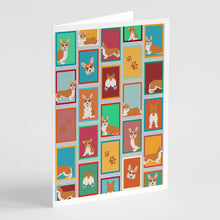 Load image into Gallery viewer, Lots of Red and White Pembroke Corgi Greeting Cards -  Blank Note Cards – 8-Pack of Artist-Designed Cards with Envelopes