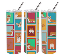 Load image into Gallery viewer, Lots of Red and White Pembroke Corgi Stainless Steel 20 oz Skinny Tumbler