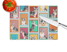 Load image into Gallery viewer, Lots of Blue Merle Welsh Cardigan Corgi Glass Cutting Boards – Durable, Decorative Kitchen Art Large