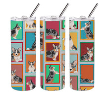 Load image into Gallery viewer, Lots of Blue Merle Welsh Cardigan Corgi Stainless Steel 20 oz Skinny Tumbler