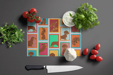 Load image into Gallery viewer, Lots of Chocolate and Tan Dachshund Glass Cutting Boards – Durable, Decorative Kitchen Art Large