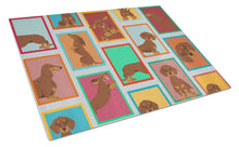 Load image into Gallery viewer, Lots of Chocolate and Tan Dachshund Glass Cutting Boards – Durable, Decorative Kitchen Art Large
