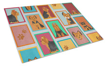 Load image into Gallery viewer, Lots of Black and Tan Yorkie Glass Cutting Boards – Durable, Decorative Kitchen Art Large