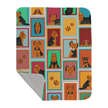 Load image into Gallery viewer, Lots of Black and Tan Yorkie Quilted Blanket 50x60