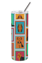 Load image into Gallery viewer, Lots of Black and Tan Yorkie Stainless Steel 20 oz Skinny Tumbler