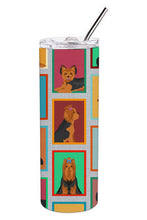 Load image into Gallery viewer, Lots of Black and Tan Yorkie Stainless Steel 20 oz Skinny Tumbler