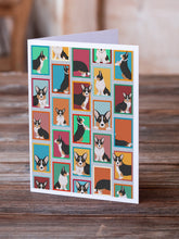 Load image into Gallery viewer, Lots of Tricolor Cardigan Corgi Greeting Cards -  Blank Note Cards – 8-Pack of Artist-Designed Cards with Envelopes