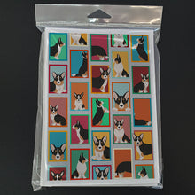 Load image into Gallery viewer, Lots of Tricolor Cardigan Corgi Greeting Cards -  Blank Note Cards – 8-Pack of Artist-Designed Cards with Envelopes