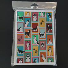 Load image into Gallery viewer, Lots of Siberian Husky Greeting Cards -  Blank Note Cards – 8-Pack of Artist-Designed Cards with Envelopes