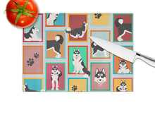 Load image into Gallery viewer, Lots of Siberian Husky Glass Cutting Boards – Durable, Decorative Kitchen Art Large